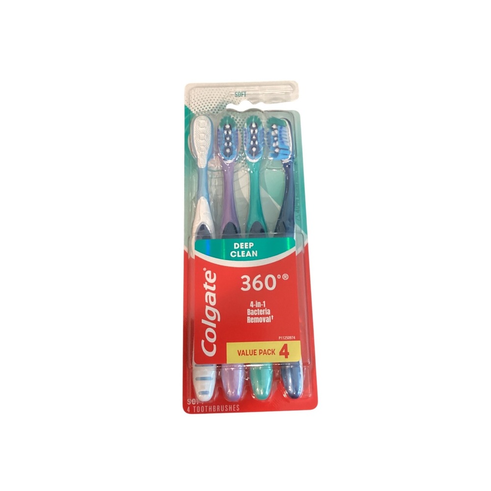 Colgate 360 Deep Clean Soft Toothbrush 4 Pack Value Pack Manual Toothbrushes